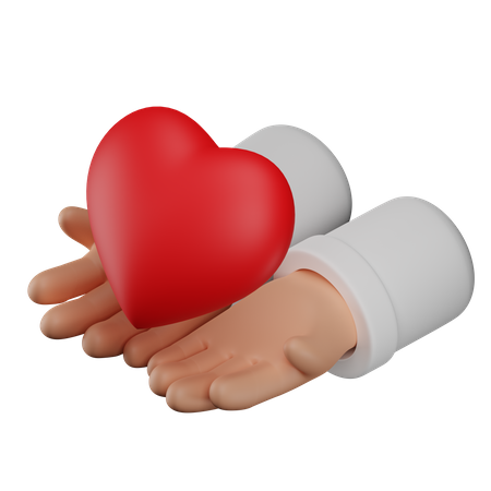 Hands with heart 3D Illustration