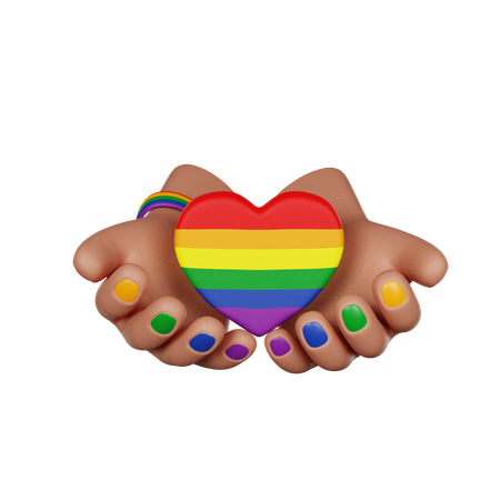 Hands With Lgbt Heart  3D Icon