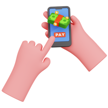 Hands With Mobile Payment  3D Icon