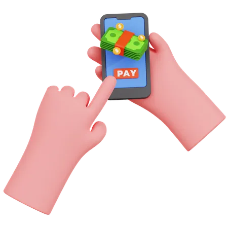 Hands With Mobile Payment  3D Icon