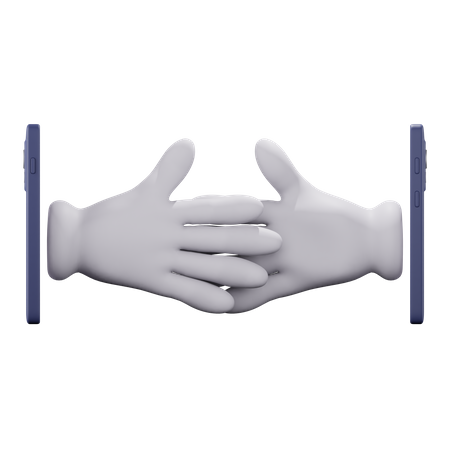 Handshake From Phone  3D Icon