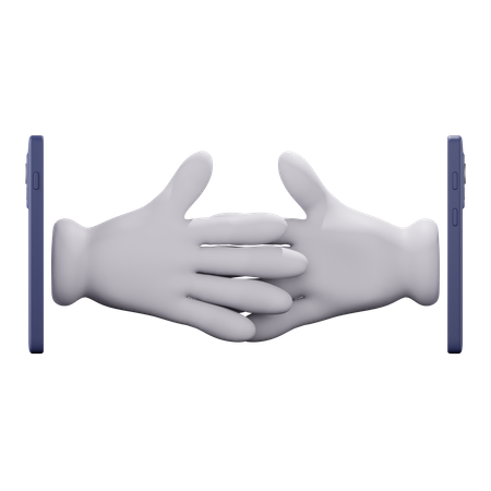 Handshake From Phone 3D Icon