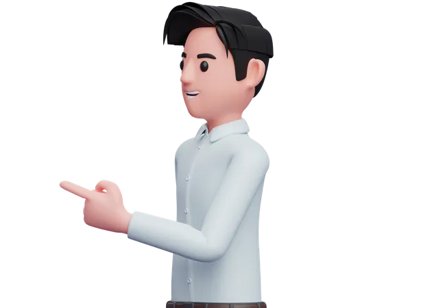 Handsome Businessman facing sideways and pointing finger  3D Illustration