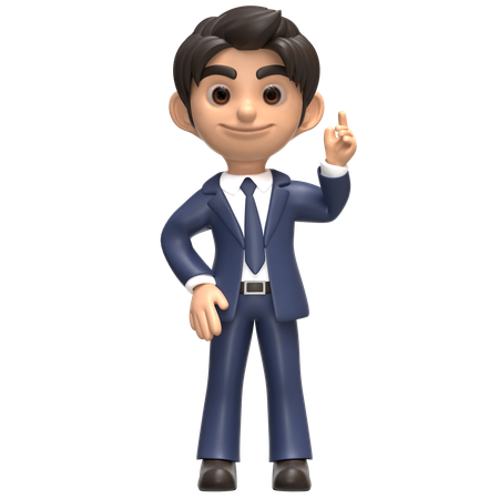 Handsome Businessman Pointing  3D Illustration