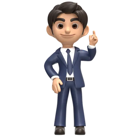 Handsome Businessman Pointing  3D Illustration