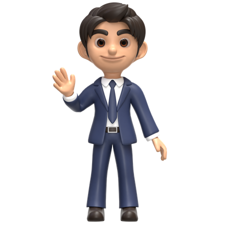 Handsome Businessman Waving  3D Illustration