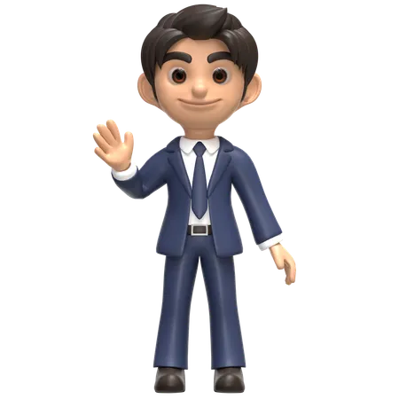 Handsome Businessman Waving  3D Illustration