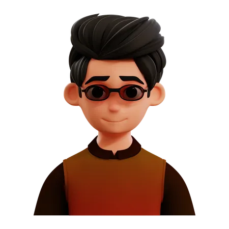 Handsome Man In Glasses Avatar  3D Icon