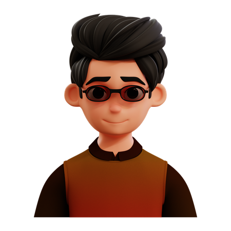 Handsome Man In Glasses Avatar  3D Icon