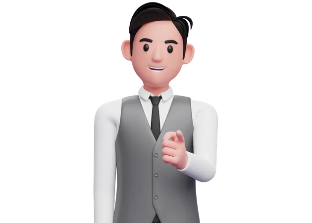 Handsome man Pointing to the camera  3D Illustration