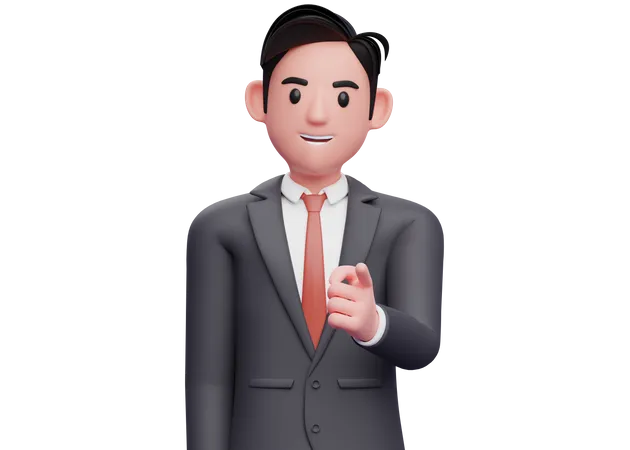 Handsome man Pointing to the camera  3D Illustration