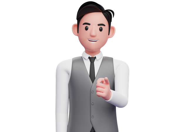 Handsome man Pointing to the camera  3D Illustration