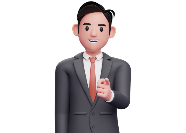 Handsome man Pointing to the camera 3D Illustration