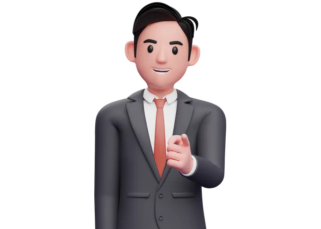 Handsome man Pointing to the camera 3D Illustration