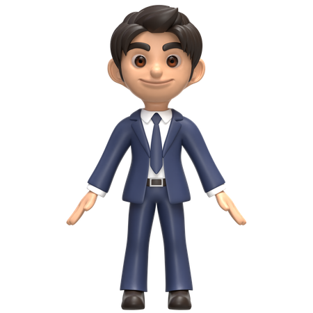 Handsome Young Businessman In Navy Suit  3D Illustration