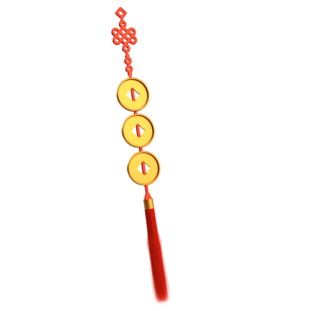 Hanging Gold Coins With Chinese Ornament  3D Icon