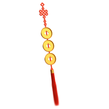 Hanging Gold Coins With Chinese Ornament 3D Icon