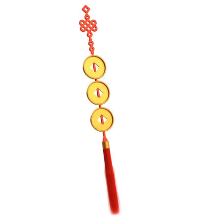 Hanging Gold Coins With Chinese Ornament 3D Icon