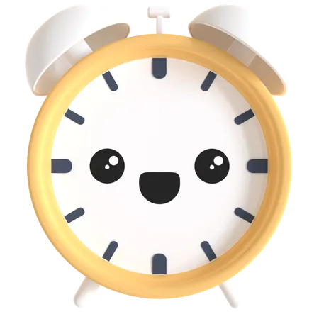 Alarm Clock With Happy Face Expression 3D Illustration