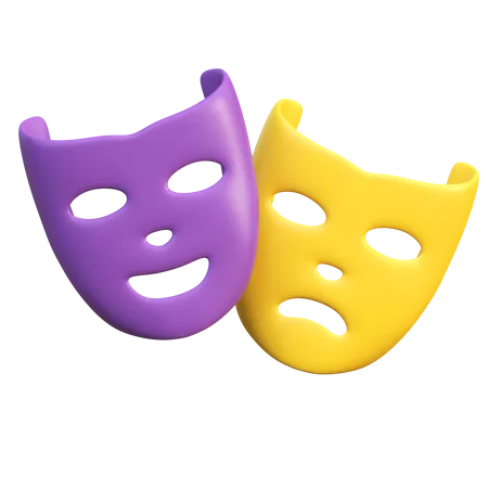 Mardi Gras Happy And Sad Mask Icon 3 D Illustration 3D Icon