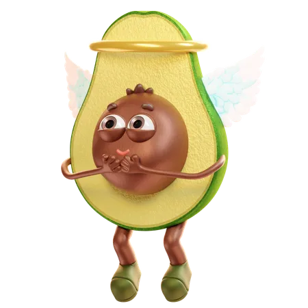 Happy Angel Avocado  3D Illustration