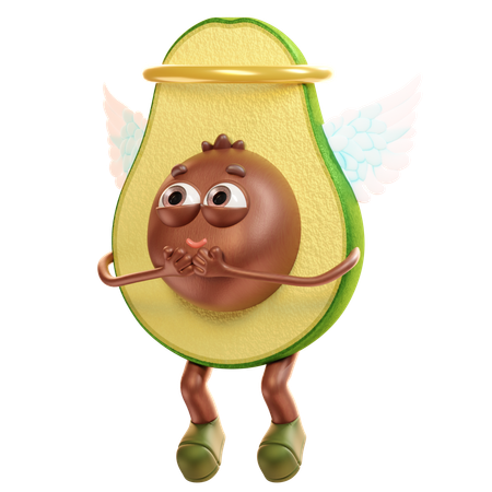 Happy Angel Avocado  3D Illustration