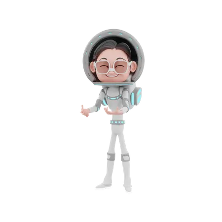 Happy Astronaut in space  3D Illustration