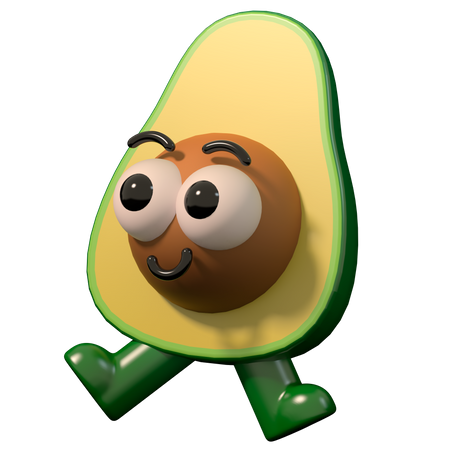Happy Avocado 3D Illustration