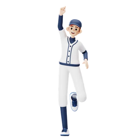 Happy Baseball Player 3D Illustration