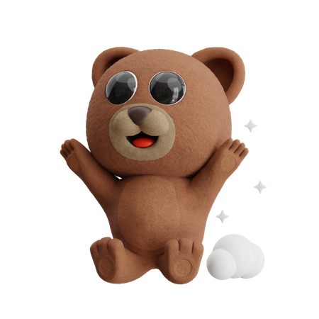 행복한 곰 점프  3D Illustration