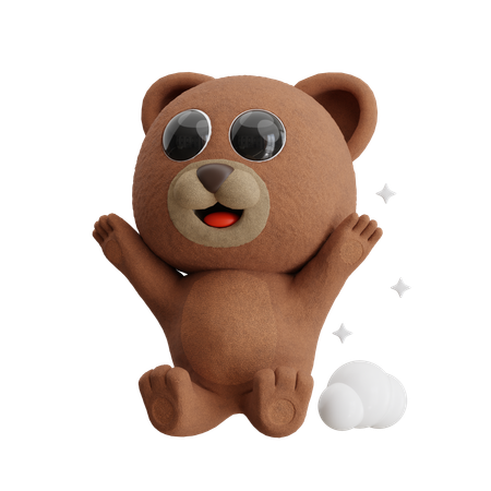 Happy Bear Jumping  3D Illustration