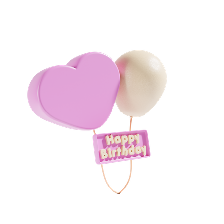 Happy Birthday Balloons  3D Icon