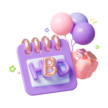 Happy Birthday Calendar  3D Icon