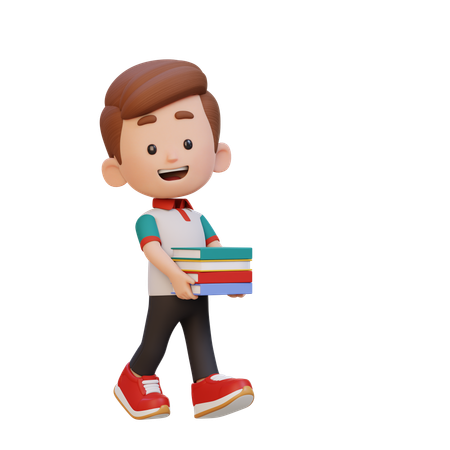 Happy Boy Child Holding Book  3D Icon
