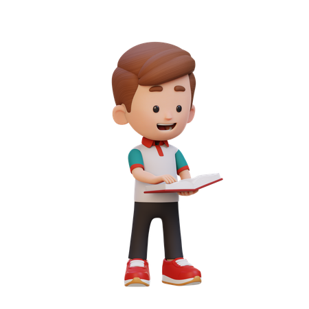 Happy Boy Child Reading Book  3D Icon