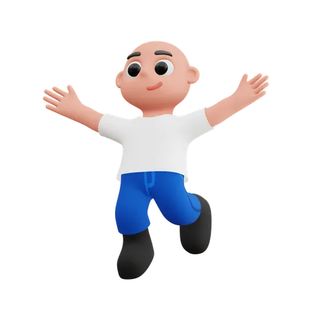 Happy Boy Doing Jumping  3D Illustration