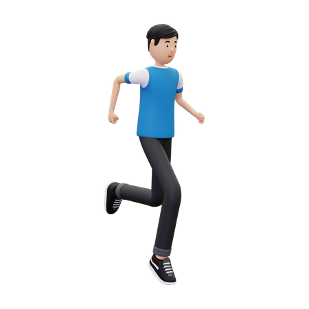 Happy boy doing running exercise  3D Illustration