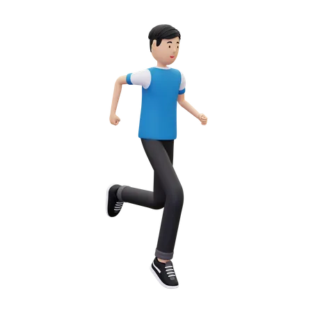 Happy boy doing running exercise  3D Illustration