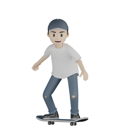 Happy Boy Doing Skateboarding  3D Icon
