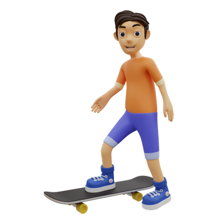 Happy Boy doing Skating  3D Icon