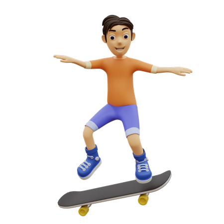 Happy Boy doing Skating  3D Icon