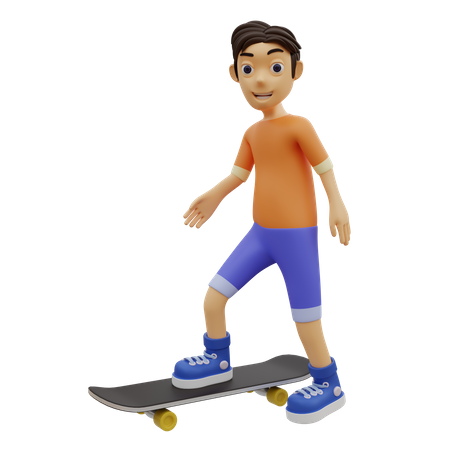 Happy Boy doing Skating  3D Illustration