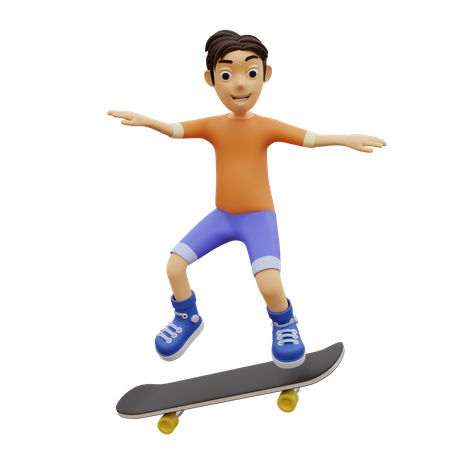 Happy Boy doing Skating 3D Illustration