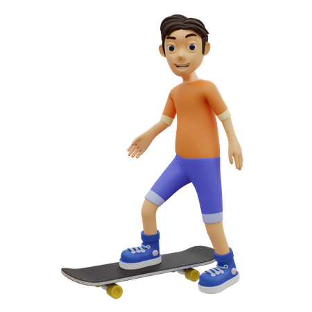 Happy Boy doing Skating 3D Illustration