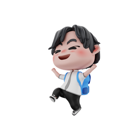 Happy boy going to school  3D Icon