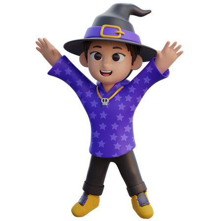 Happy Boy in Wizard Costume  3D Icon