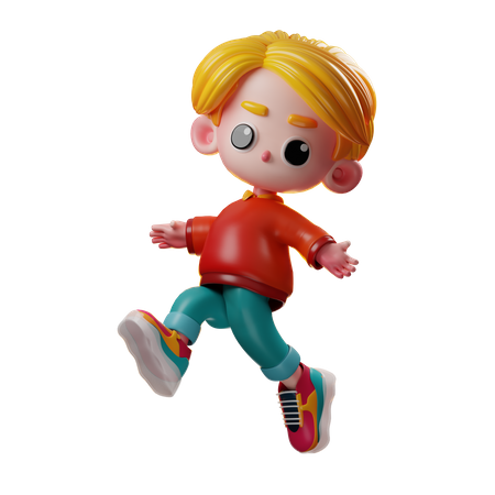 Happy boy Jumping  3D Icon