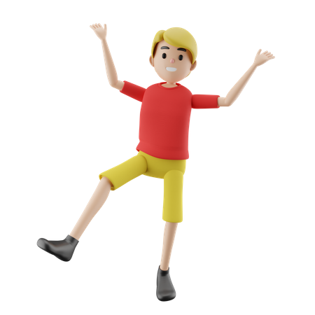 Happy Boy Jumping  3D Illustration