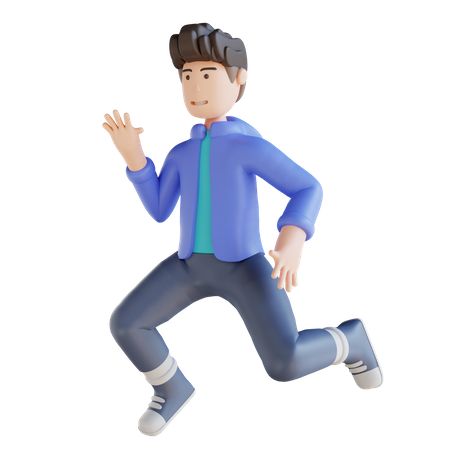 Happy Boy Jumping  3D Illustration