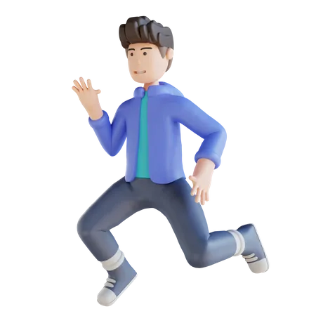 Happy Boy Jumping  3D Illustration